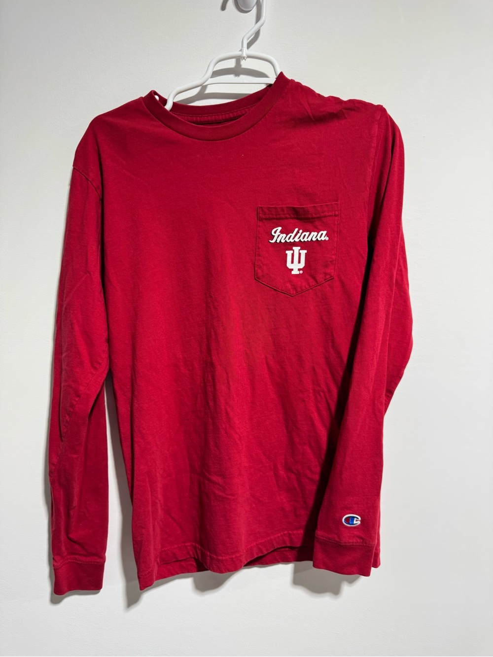 Champion Indiana University Red Long-Sleeve Pocket Tee size S